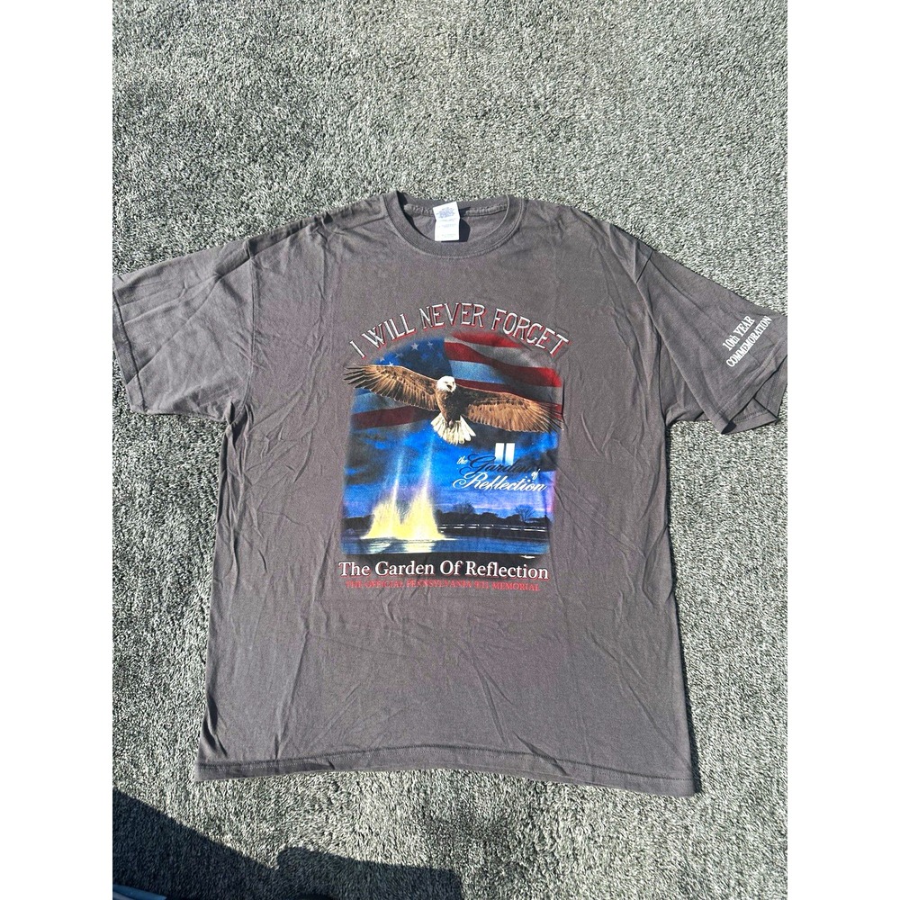 2011 Garden of Reflection 9/11 Memorial T Shirt XL Pennsylvania Eagle Flag